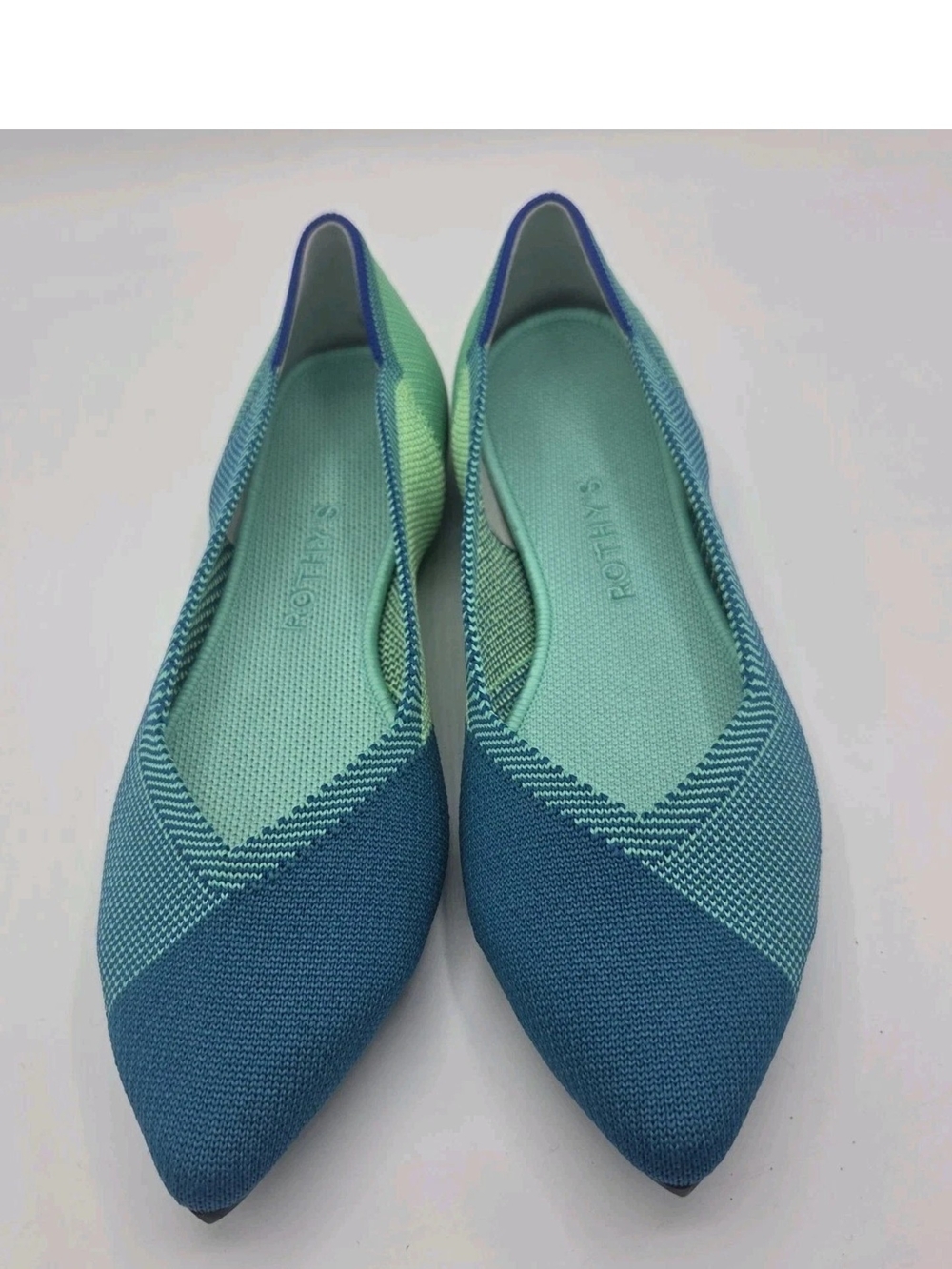 Rothy’s The Point Calypso Blue Jade Knit Flats Size 8.5 Retired Limited Edition - Picture 2 of 14